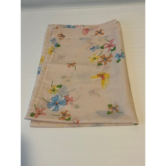 Vtg Thomaston Pink Butterfly Standard Pillow Case Linen Cotton Floral Blue - Picture 5 of 7